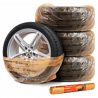 Пакеты для колес R12-17, 4 шт в рулоне, 100х100 см, 17 мкм, оранж.