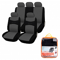 Чехлы для сидений универсал. "RS-2k", передн./задн.(9 предм.), полиэстер, черн./сер.