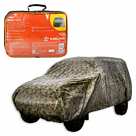 Чехол-тент на автомобиль защитный, L (520х192х120см) молния для двери, летний камуфляж