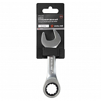 Ключ комбинированный трещоточный короткий 19мм PRO, пласт.подвес