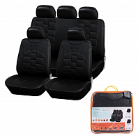 Чехлы для сидений универсальные "MONARCH", 11 пред, искусст.кожа, черн.