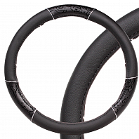 Оплетка на руль, искусственная кожа, женская модель, черная/принт, 38 см / M