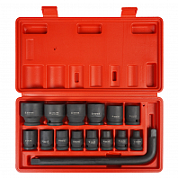 Набор головок ударных 1/2"DR L=38мм, 15пр. (8-32мм, Г-вороток) пласт.кейс.