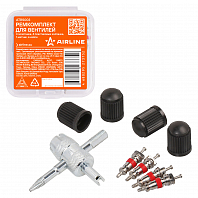 Ремкомплект для вентилей (4 золотника, 4 пласт.колп, 1 метчик) в кейсе