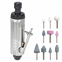 Машинка шлифовальная пневматическая 175мм, 25000 об/мин прямая с оснасткой 16 пр. кейс