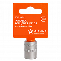 Головка торцевая 1/4"DR шестигранная 13мм, L=25мм пласт.подвес